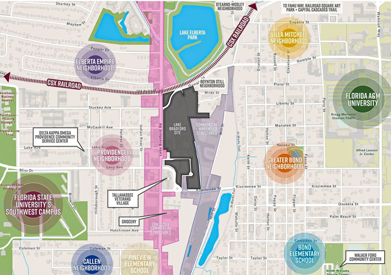 map of the Lake Bradford site area